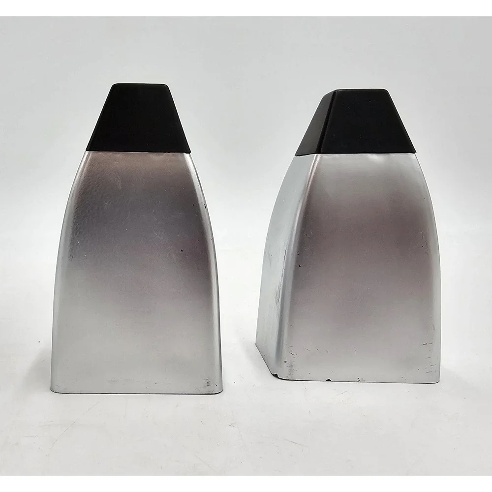 Salt & Pepper Shakers Brushed Chrome Look Lucite Atomic Wedge Shape Seasoning